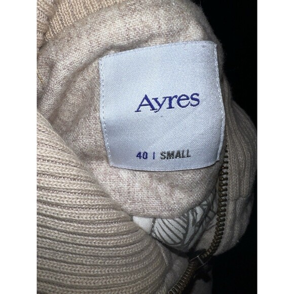 LS Ayres Zip Up Vest Mens Small Cream Cowl Neck Wool Blend Argentina Warm Preppy - Picture 9 of 10